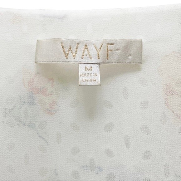 Wayf Top Floral Eyelet Wrap Front Puff Sleeve Cream Blouse Women’s Size Medium - Picture 7 of 10